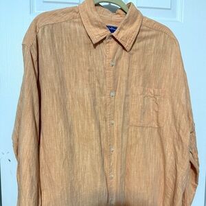 Clearwater Outfitters Linen Cotton Button Down Shirt XL Peach Orange